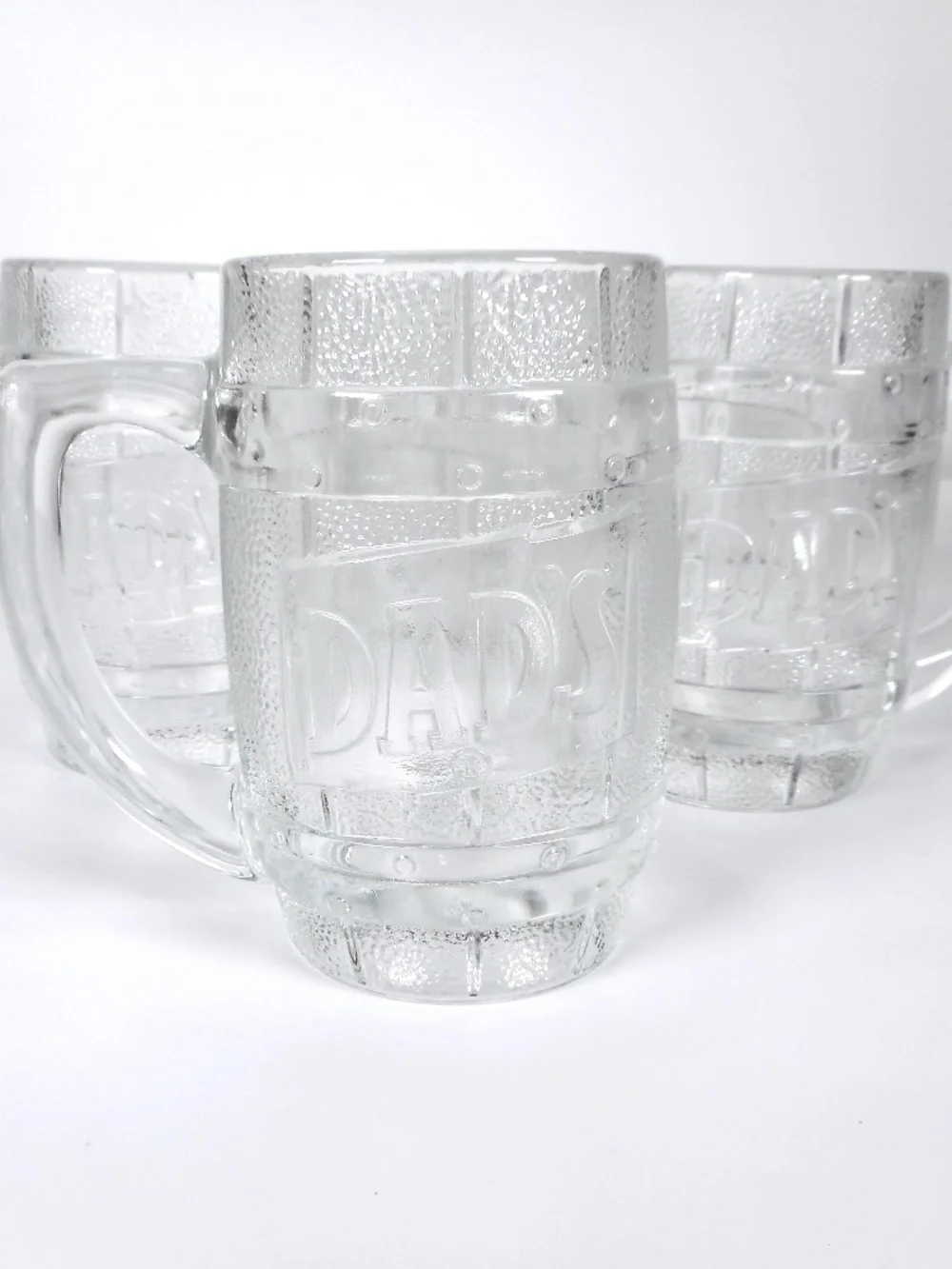 4 Set VTG 50s 60s Dad's Root Beer Heavy Glass Barrel Shaped Mug 5.25